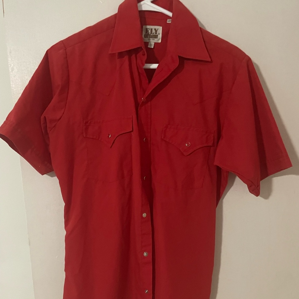 Ely Cattleman Red Casual Button Down Shirt